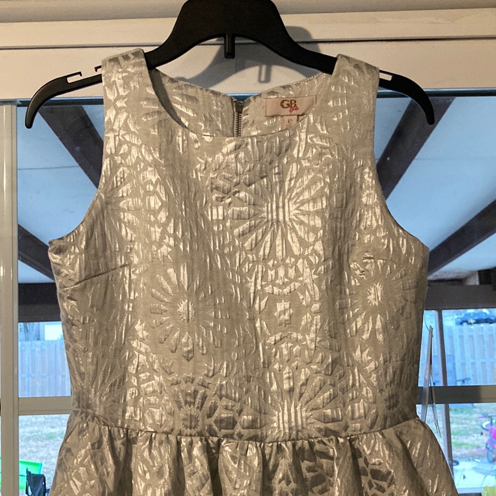 GB Girls Dress, size 12, gold print